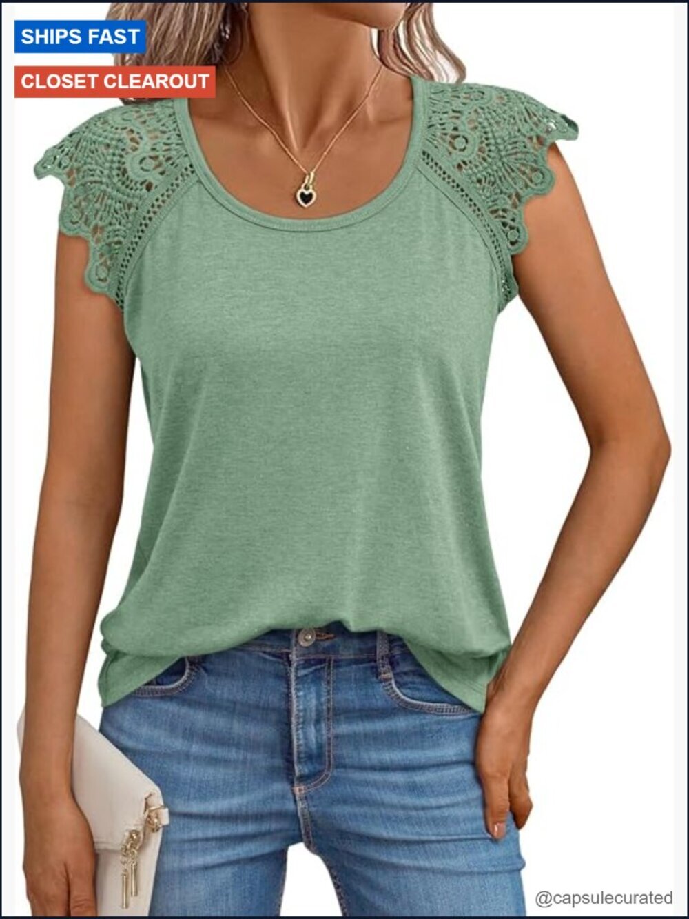 Cap Sleeve Lace Tee - Spring Summer Tunic Blouse